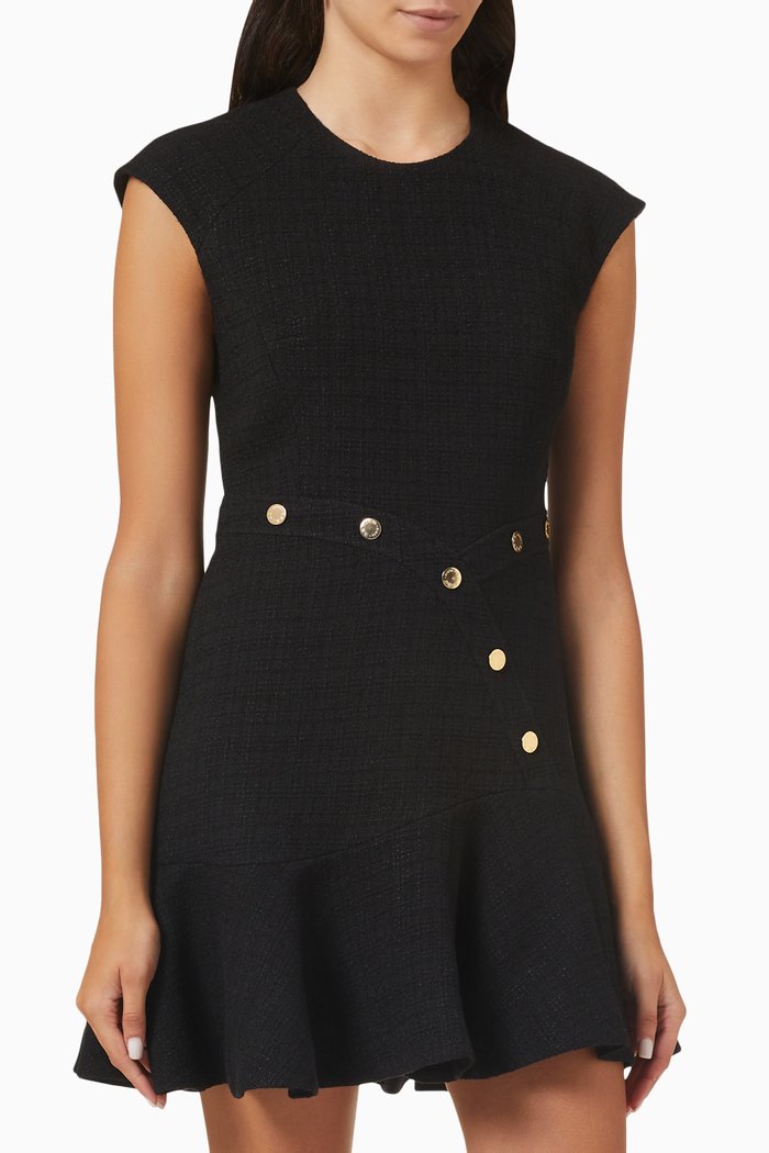 

Ross Ruffled-hem Mini Dress in Tweed, Black