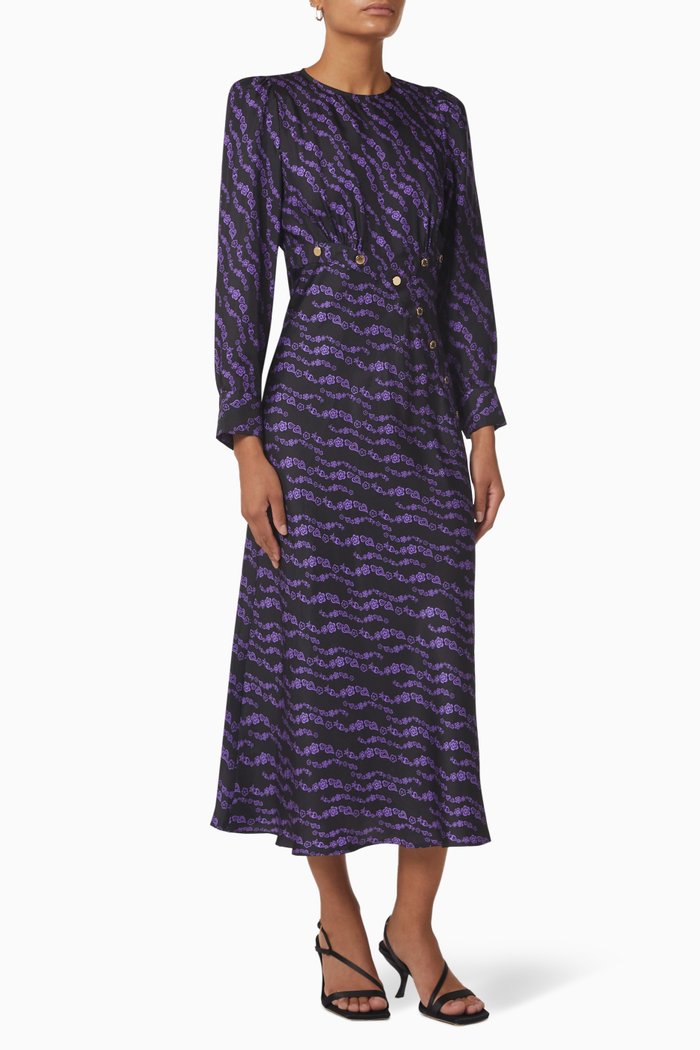 

Printed Midi Dress in Silk, Multicolour