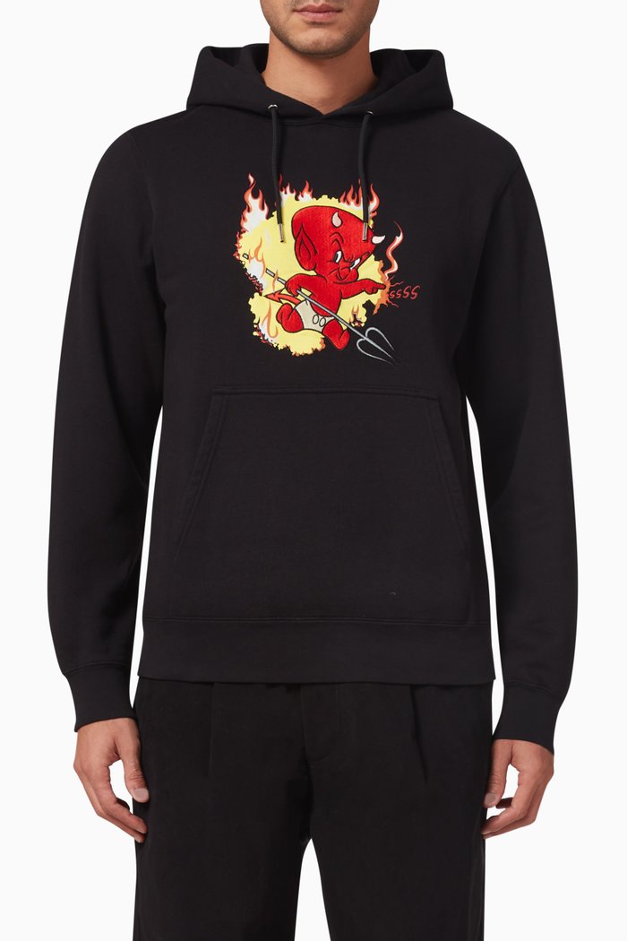 

x Hot Stuff Hoodie in Fleece, Black