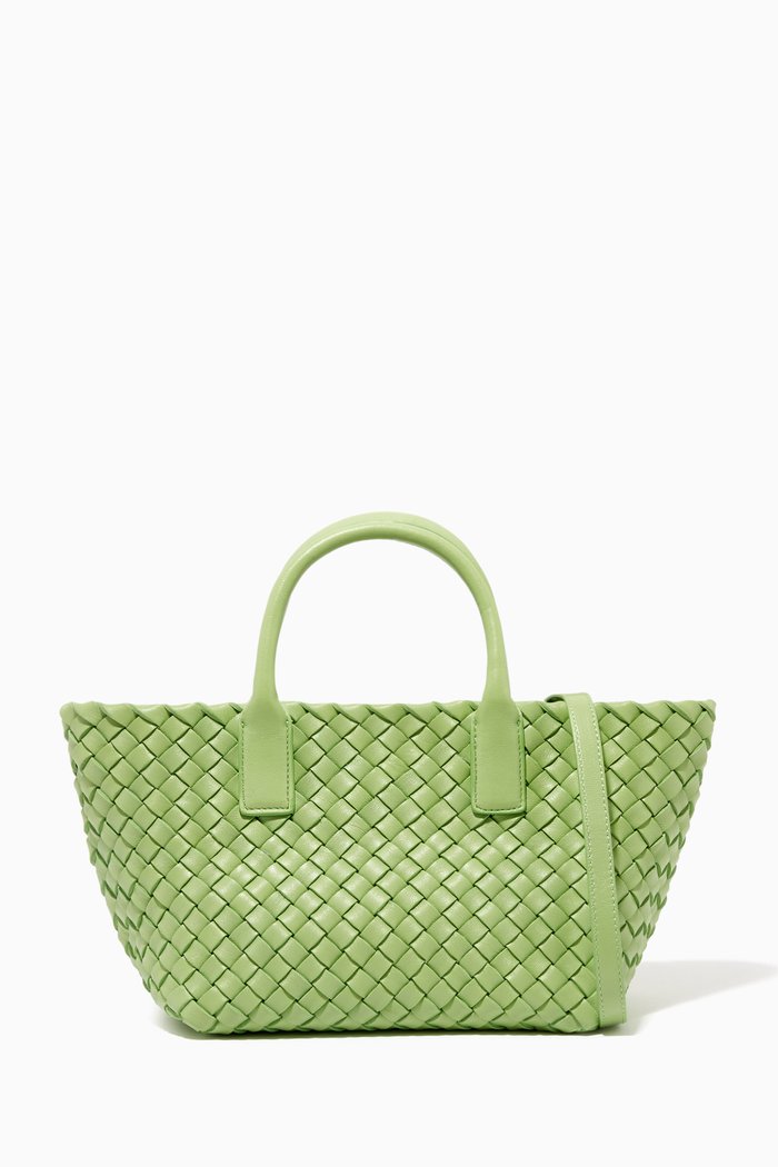 

Mini Cabat Tote Bag in Inteccio Leather, Green