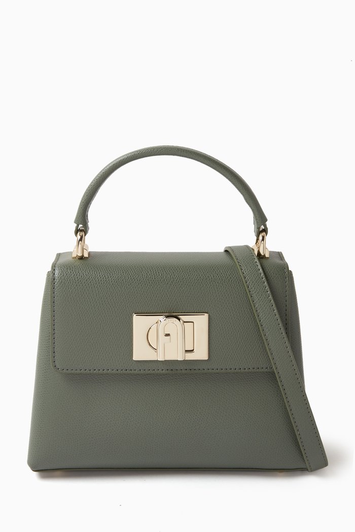 

1927 Mini Top Handle Bag in Grained Leather, Green