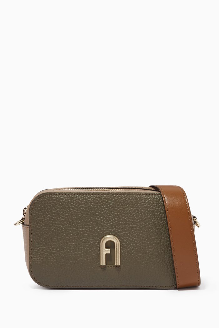 

Mini Primula Crossbody Bag in Grainy Calfskin, Brown