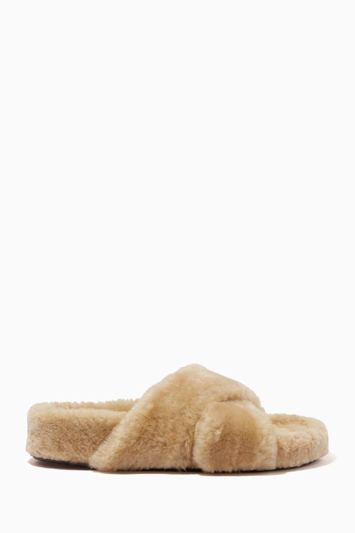 

Urbino Platform Slides in Shearling, Neutral