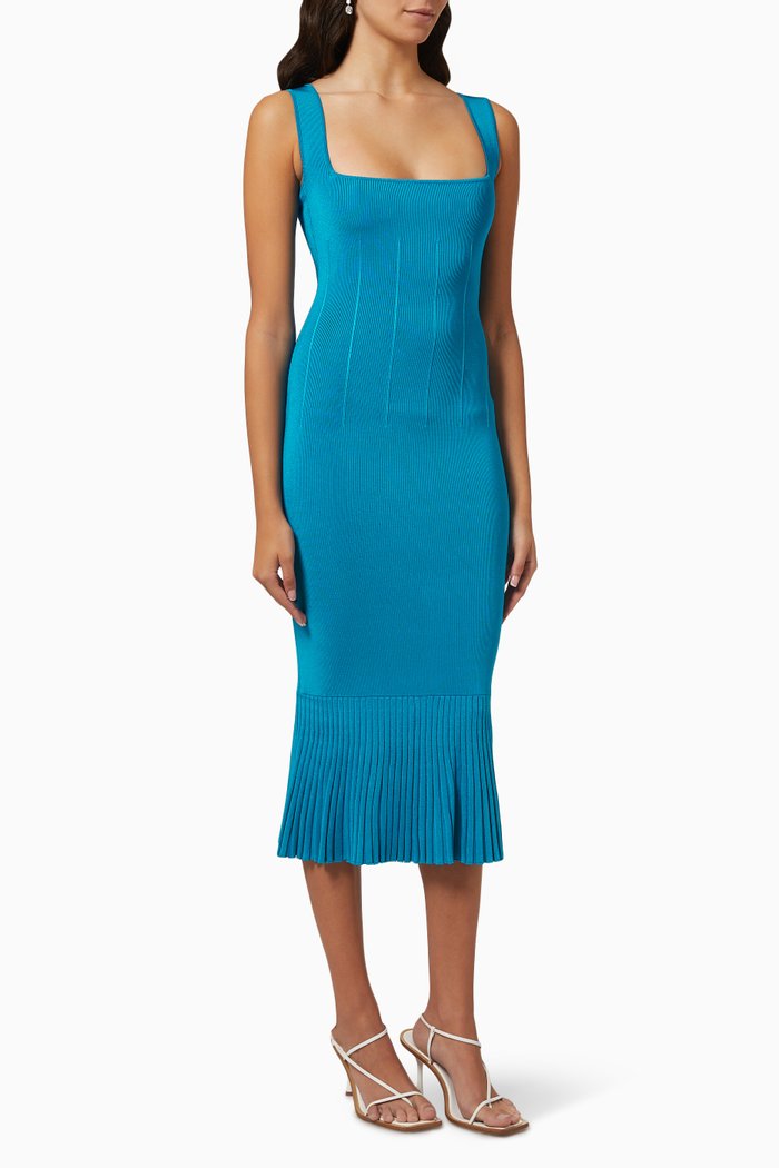 

Atalanta Midi Dress in Recycled Viscose, Blue