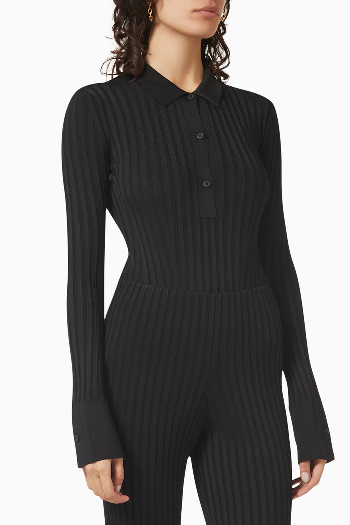 

Rhea Long Sleeve Bodysuit in Recycled Viscose, Black