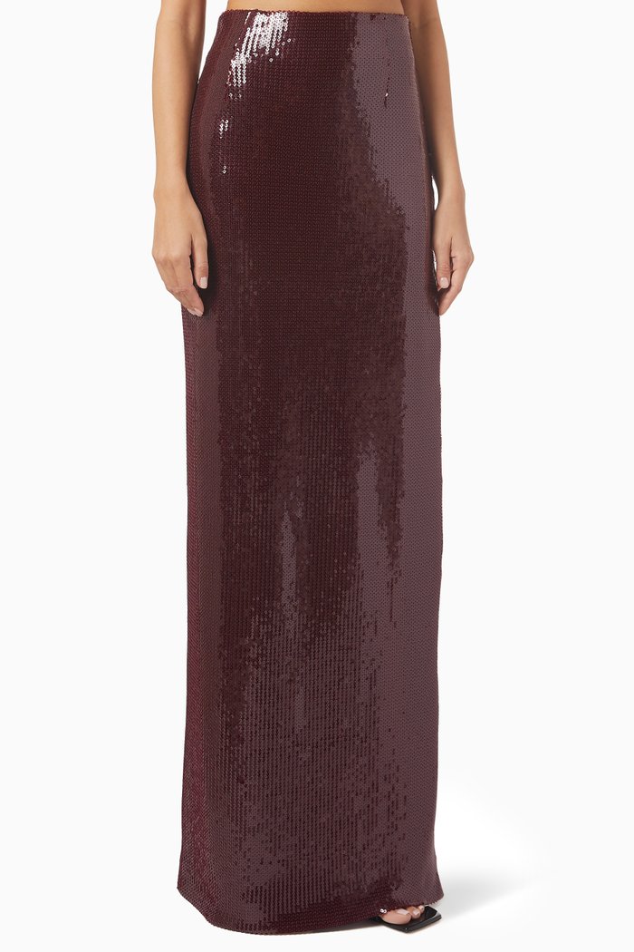 

Beating Heart Sequin Maxi Skirt in Stretch-tulle, Red