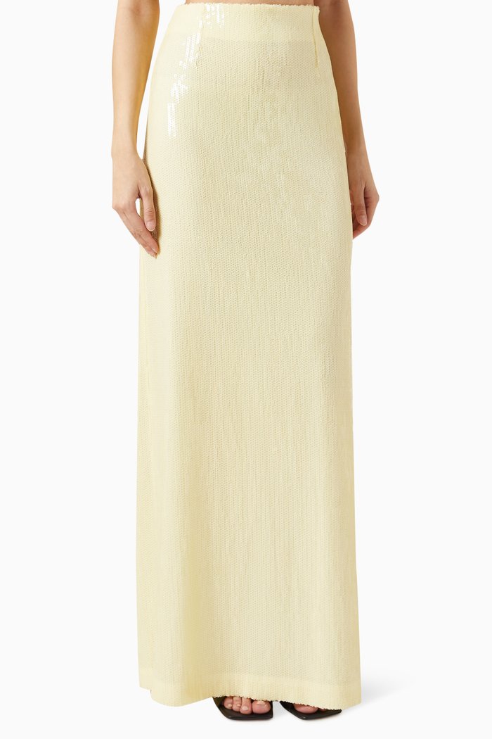

Beating Heart Sequin Maxi Skirt in Stretch-tulle, White