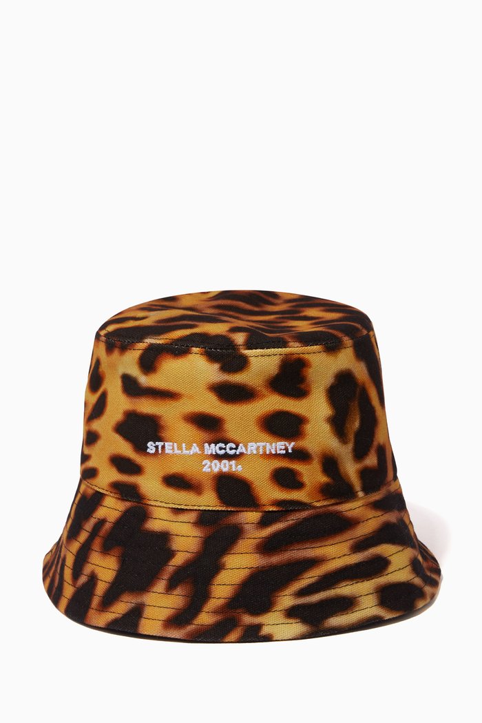 

Leopard-print Bucket Hat in Eco-cotton Canvas, Multicolour