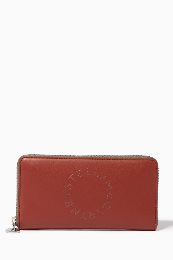 

Stella Logo Long Zip Wallet in Eco Alter Nappa, Brown
