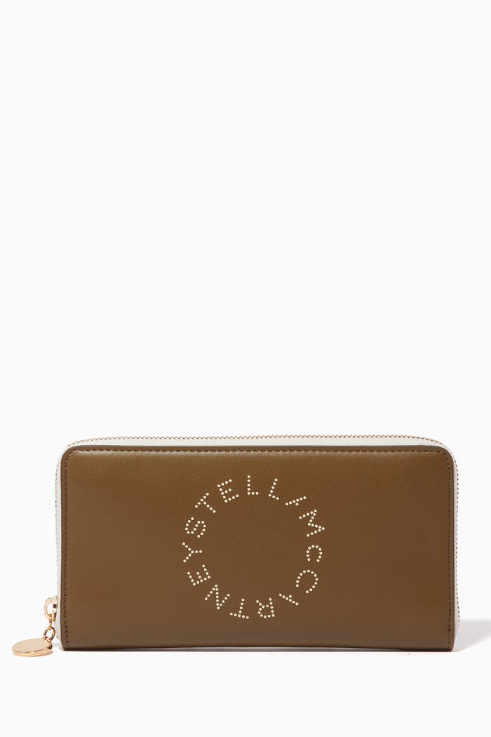 

Stella Logo Long Zip Wallet in Eco Alter Nappa, Brown