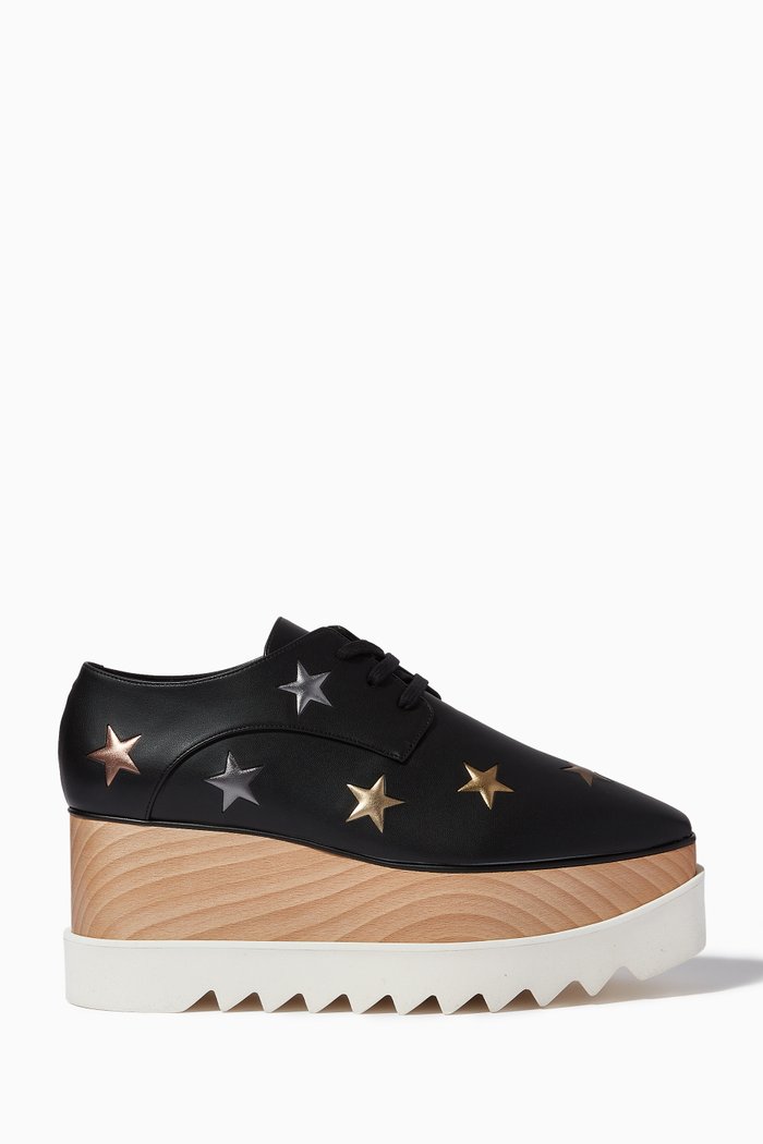 

Elyse 80 3D Stars Platform Sneakers in Faux Leather, Black