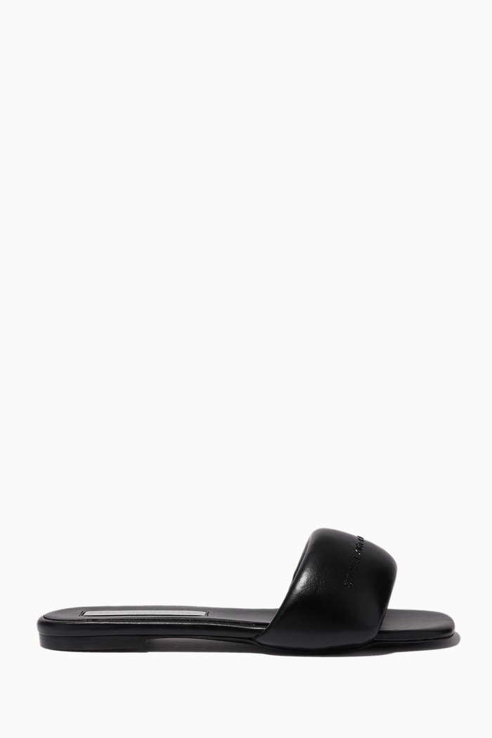 

Signature Logo Slides in Faux Leather, Black