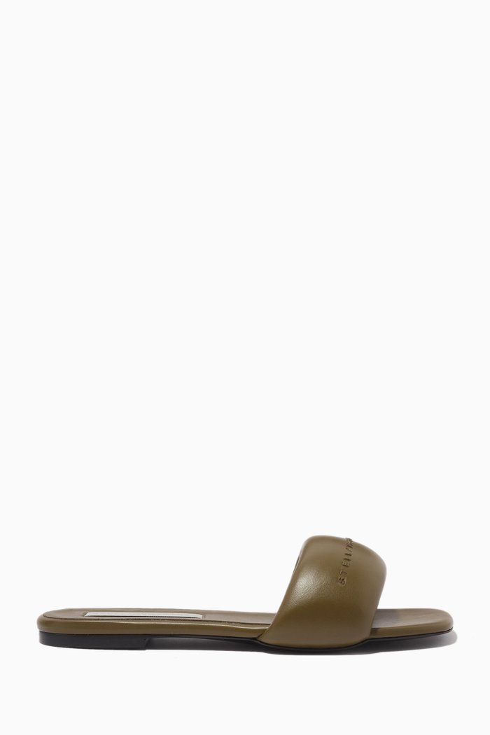 

Signature Logo Slides in Faux Leather, Brown