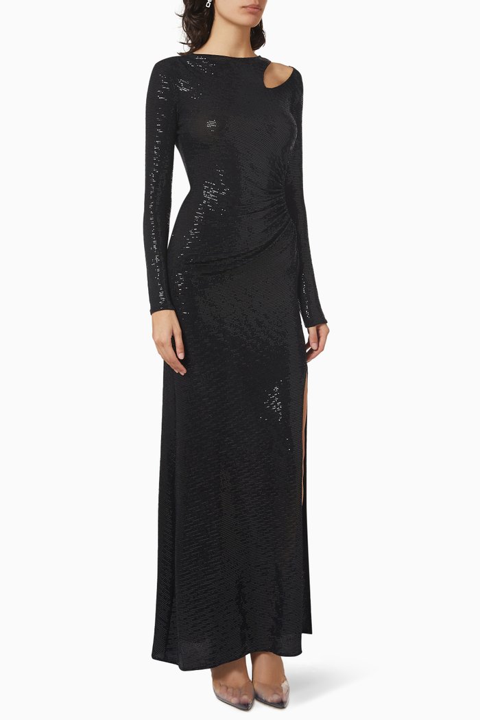 

Cut-out Detail Gown in Glitter, Black