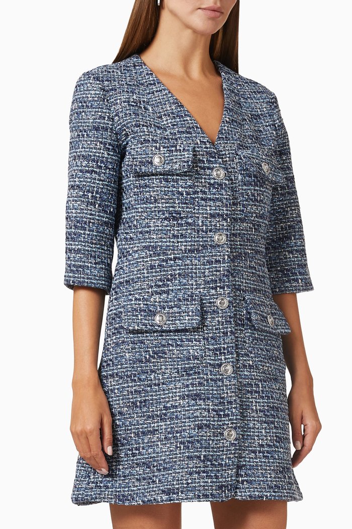 

Rollye Mini Dress in Marl Tweed, Blue