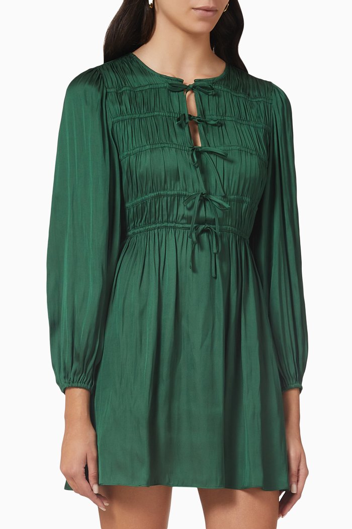 

122 Rinc Mini Dress in Satin, Green