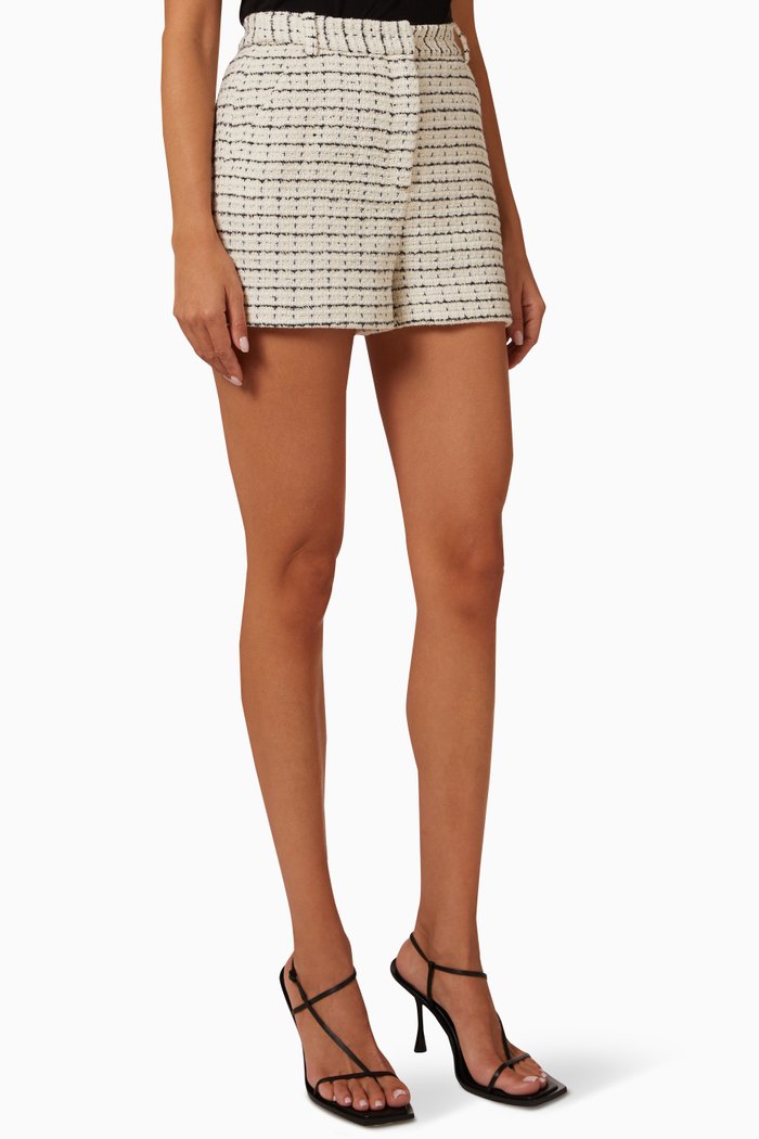 

Checked Shorts in Tweed, Neutral