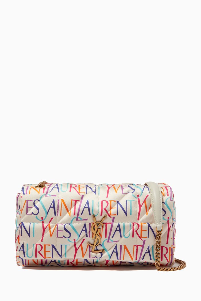 

Medium Jamie Printed Chain Shoulder Bag in Silk, White