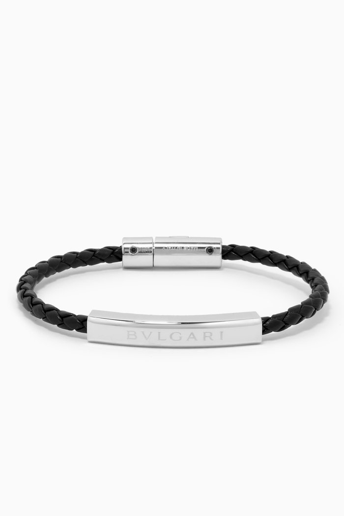 

Bvlgari Bvlgari Bracelet in Braided Leather & Metal, Black