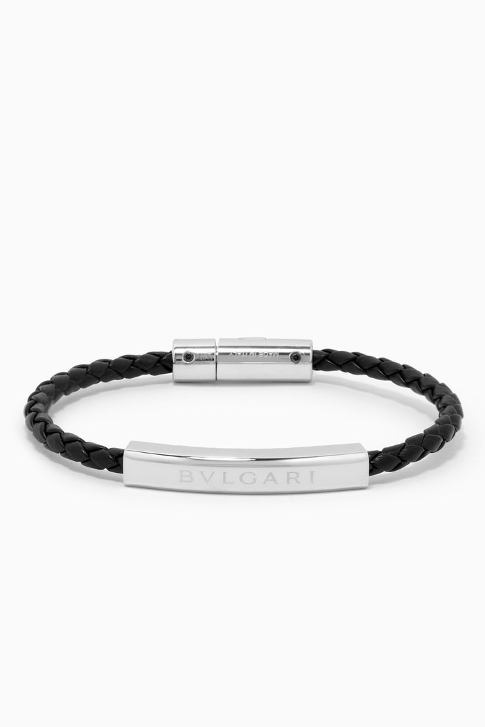 

Bvlgari Bvlgari Bracelet in Braided Leather & Metal, Black