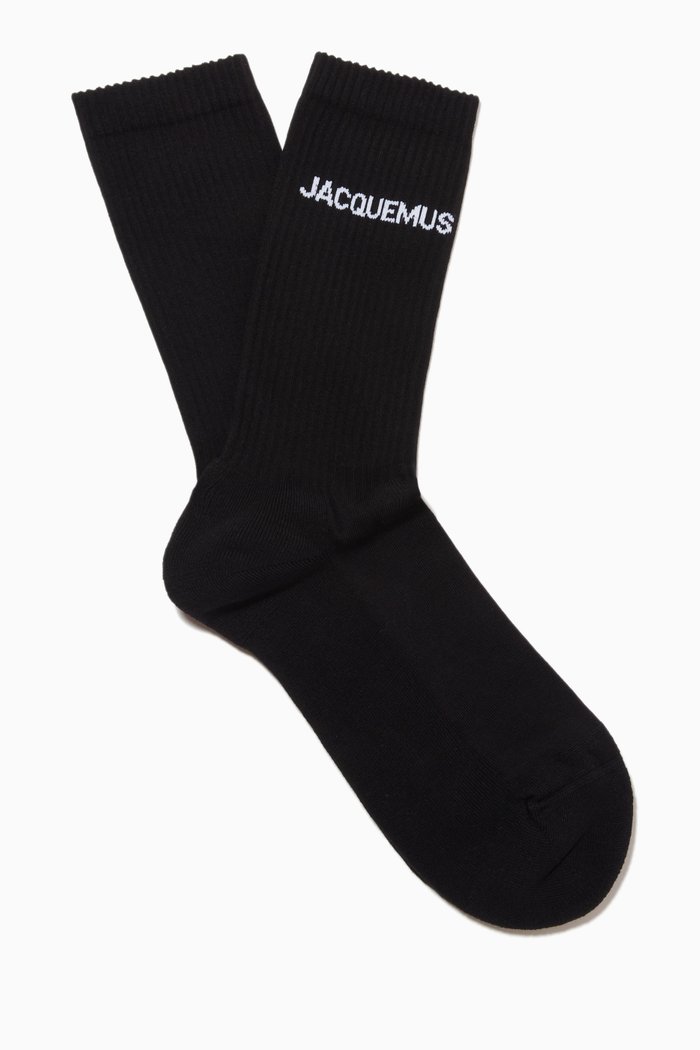 

Logo Crew Socks in Organic Cotton-blend, Black