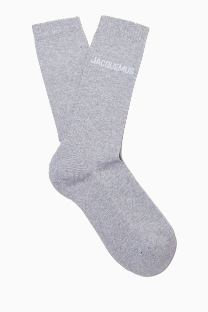 

Logo Crew Socks in Organic Cotton-blend, Grey