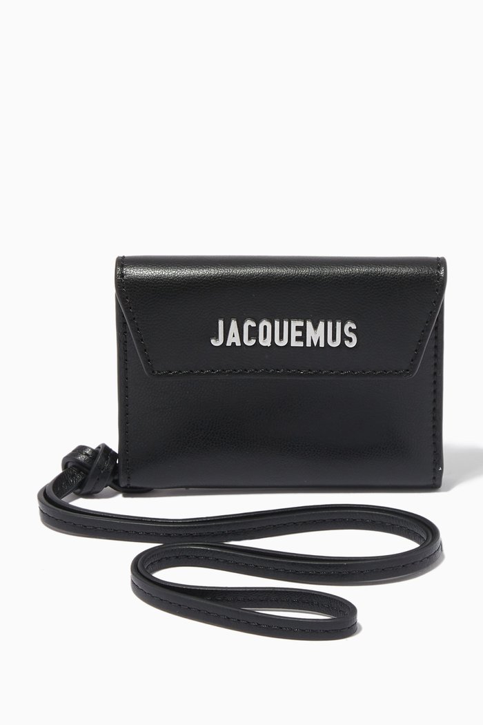 

Le Porte Logo Strap Wallet in Leather, Black