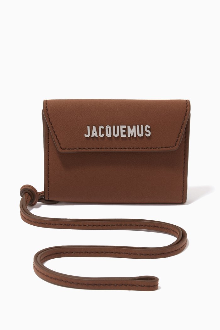 

Le Porte Logo Strap Wallet in Leather, Brown