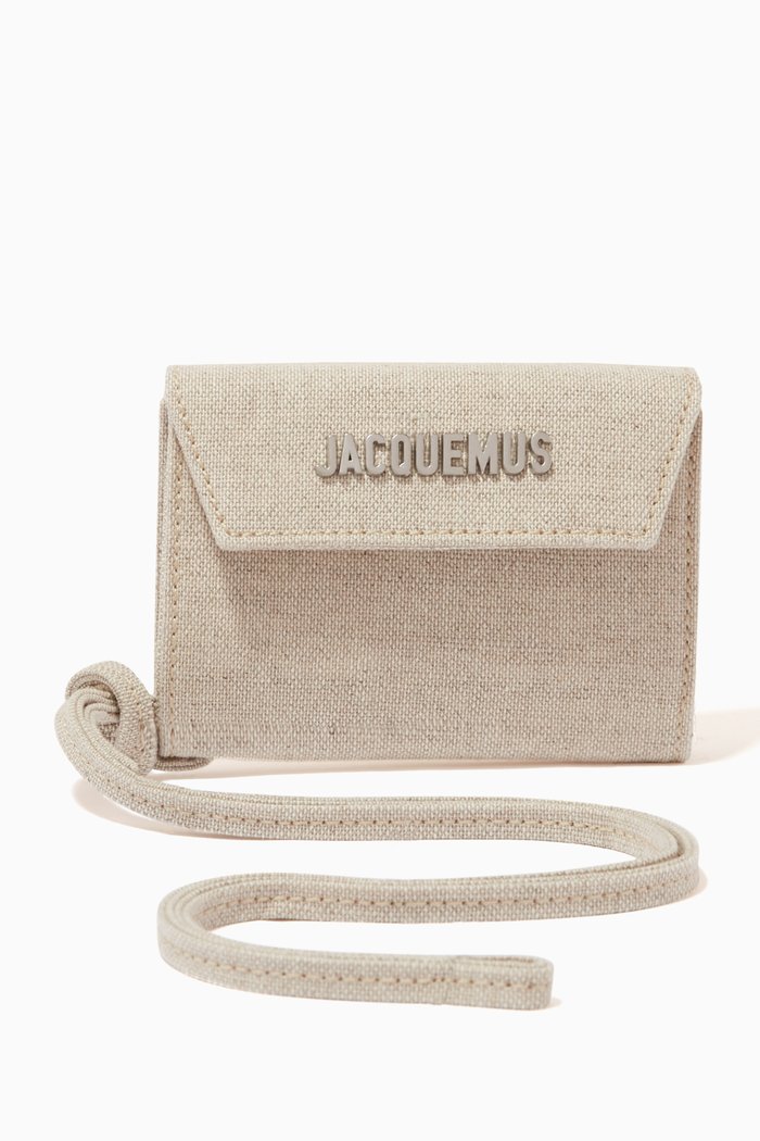 

Le Porte Logo Strap Wallet in Canvas, Neutral