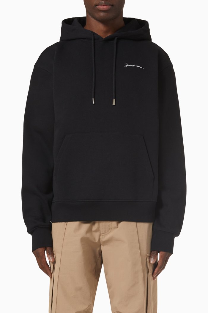 

Embroidered Logo Hoodie in Organic Cotton, Black