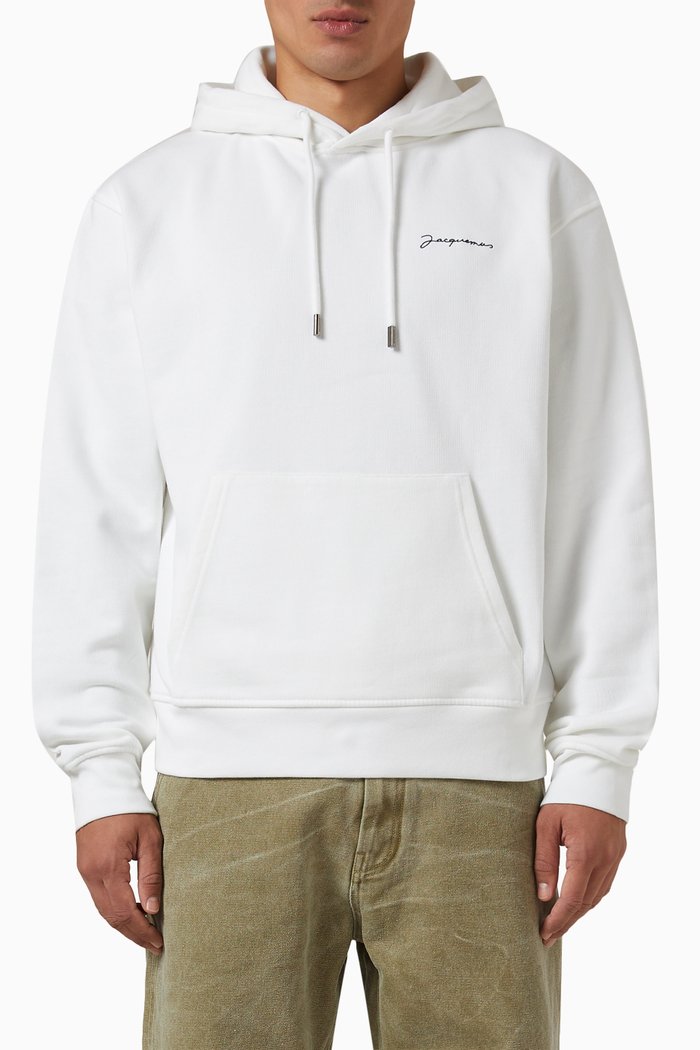 

Embroidered Logo Hoodie in Organic Cotton, White