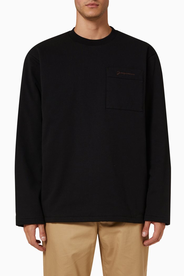 

Puffed Sweatshirt in Cotton Jersey, Black