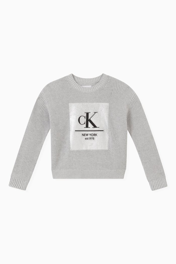 

Combed Logo Sweater, Silver