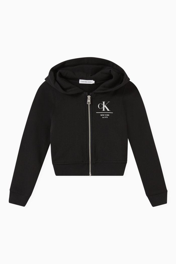 

Logo Zip Hoodie in Cotton, Black