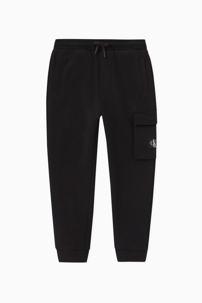 Logo Cargo Sweatpants in Cotton, Black