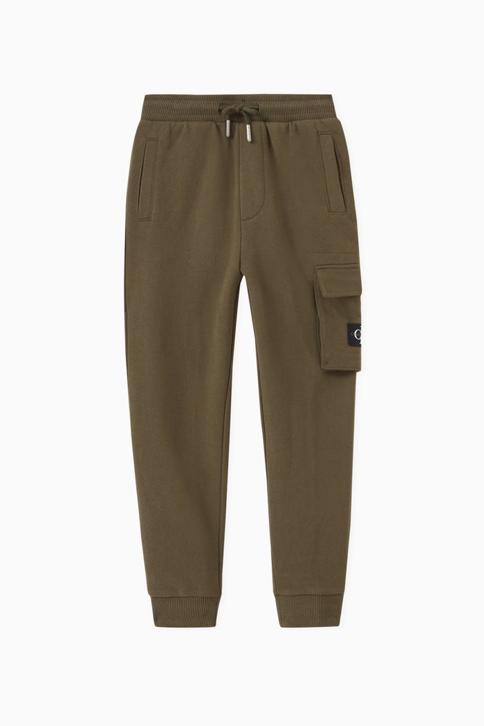 Logo Cargo Sweatpants in Cotton, Green