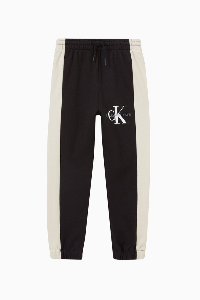 Colour-block Logo Sweatpants in Cotton, Black