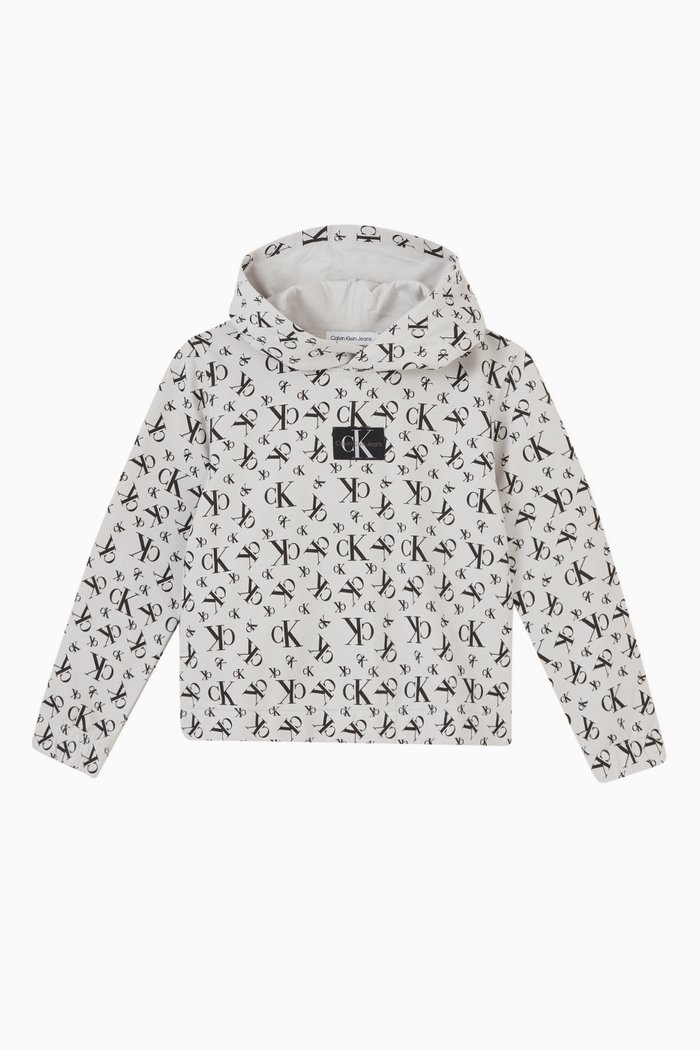 All-over Monogram Hoodie in Cotton, Grey