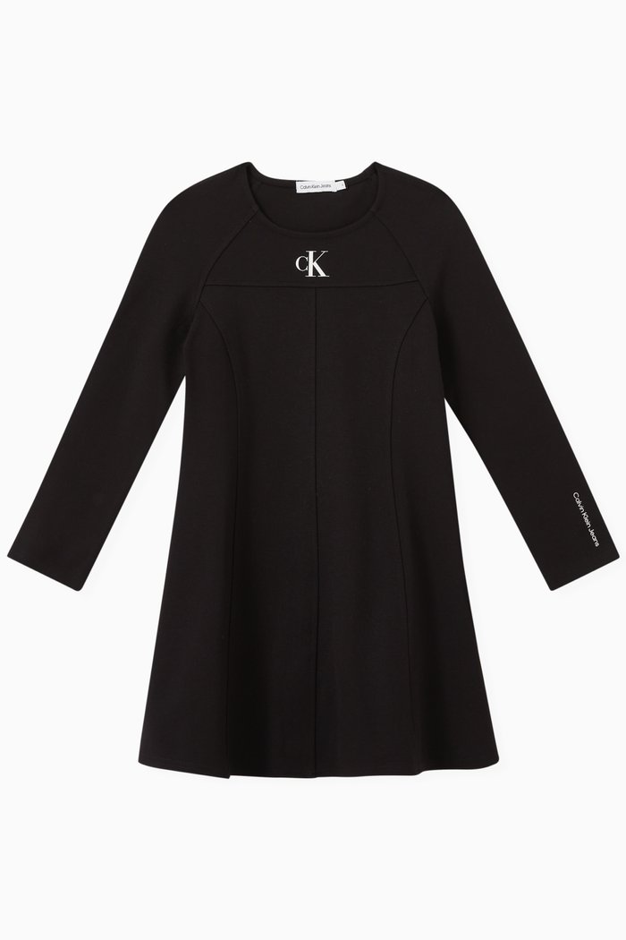 

Punto Logo Dress in Viscose & Polyamide, Black