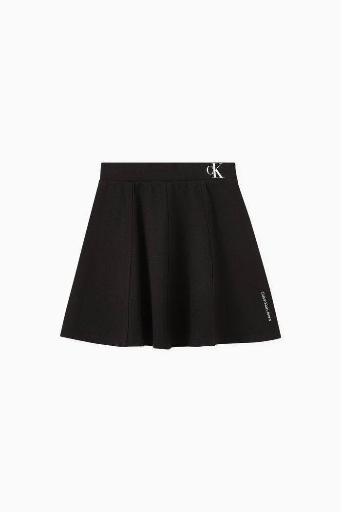 

Logo Flared Skirt in Viscose & Nylon, Black
