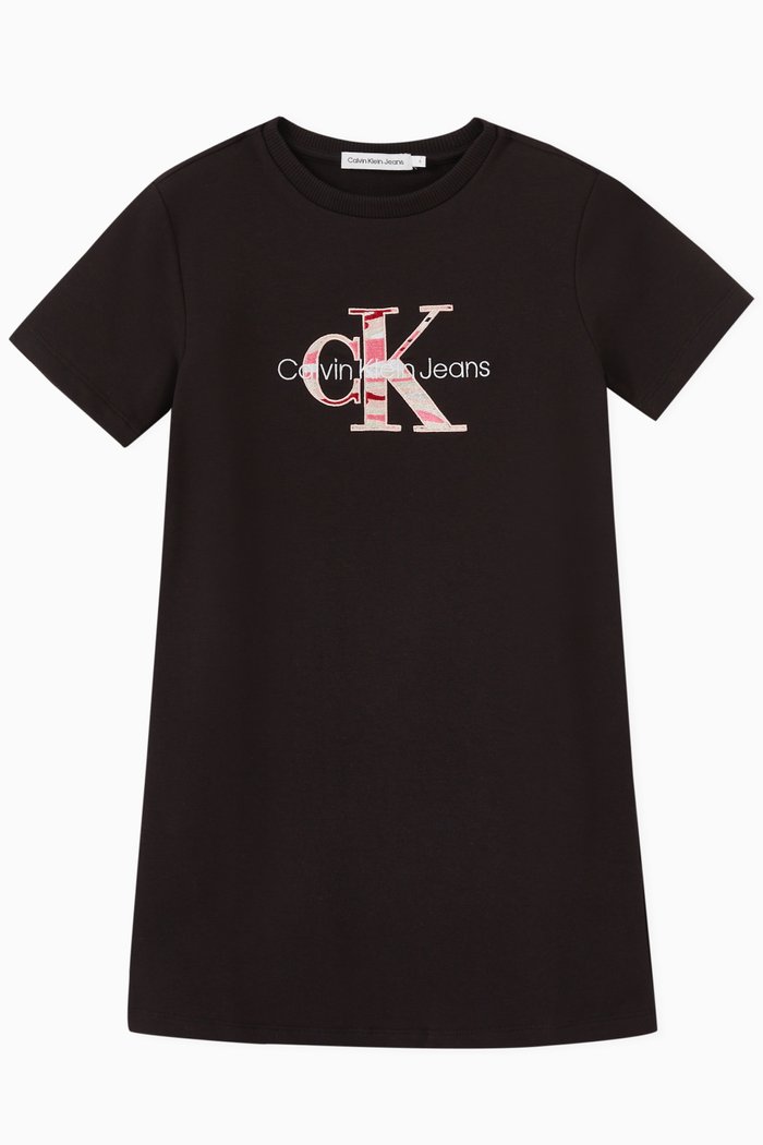 Logo T-shirt Dress in Cotton, Black