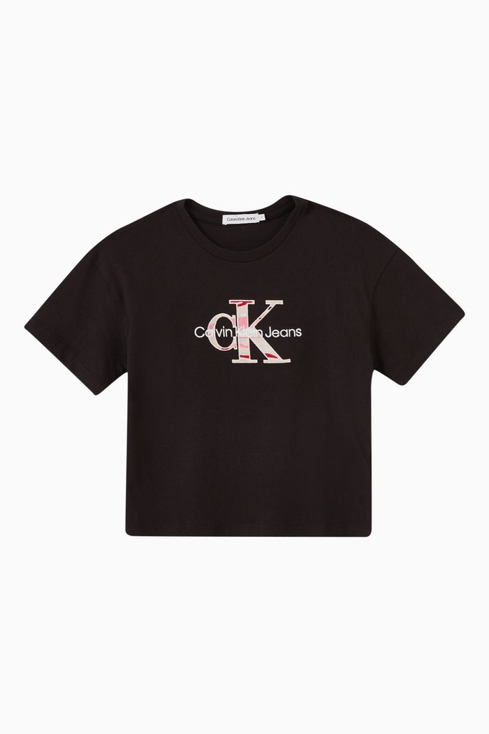 Logo Print T-shirt in Cotton, Black