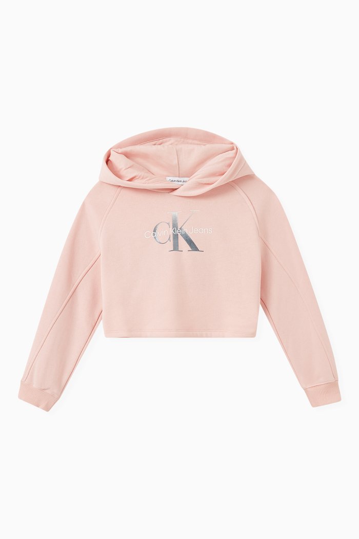 

Logo Hoodie in Cotton & Polyester, Pink