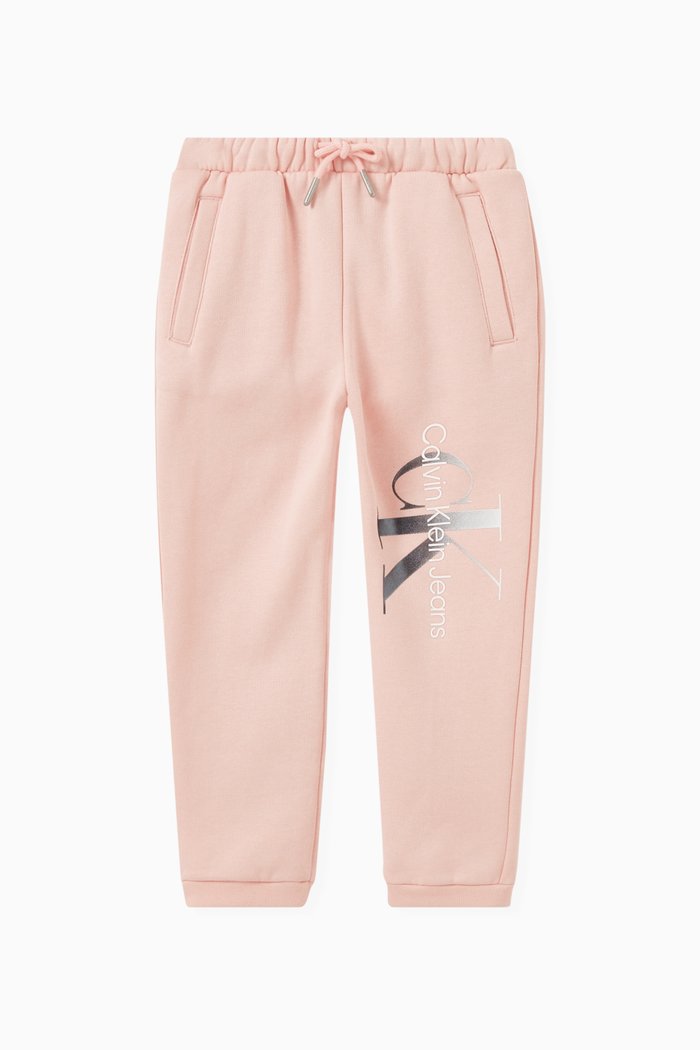

Logo Sweatpants in Cotton & Polyester Fleece, Pink