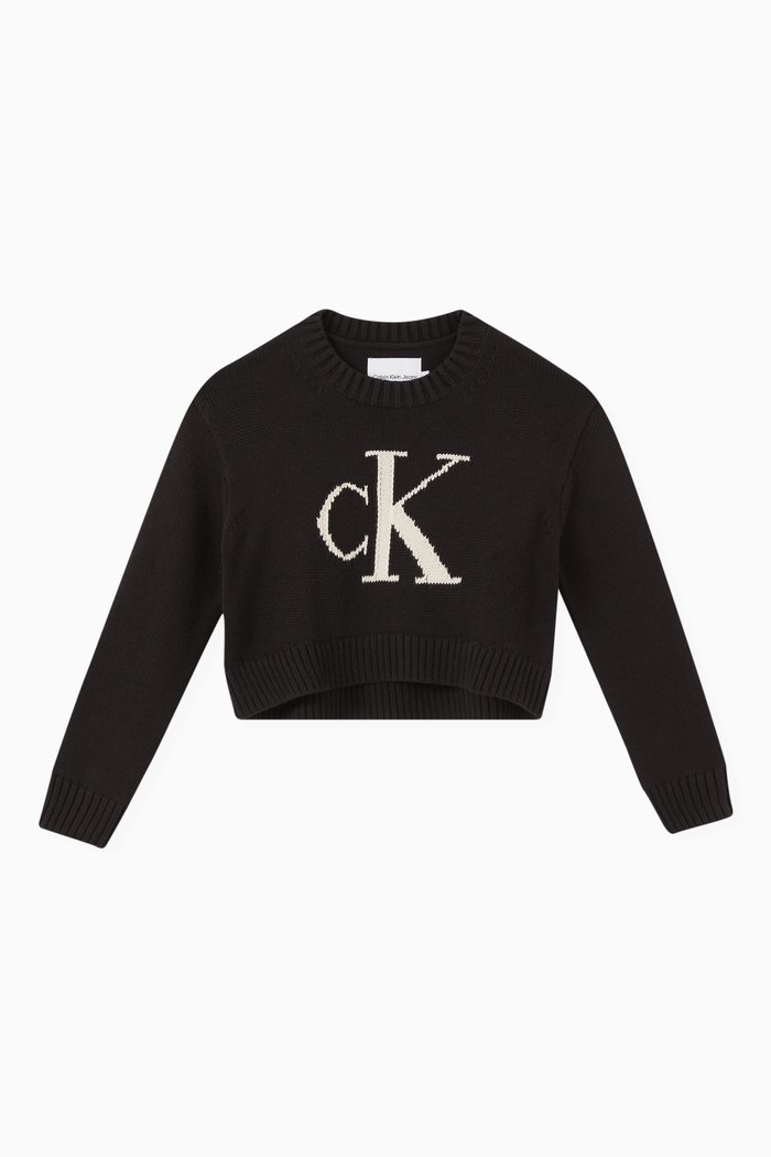 

Logo Knitted Sweater in Organic Cotton, Black