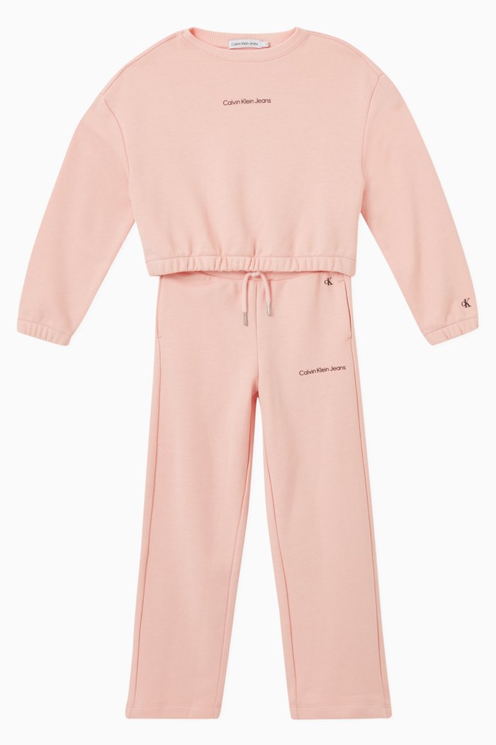 

CKJ Logo Boxy Sweatshirt & Pants Set in Organic Cotton, Pink