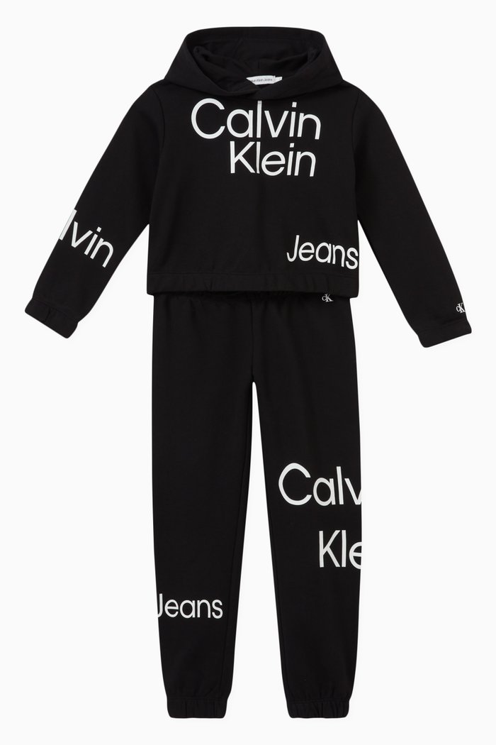 

Logo Hoodie & Sweatpants Set in Cotton, Black