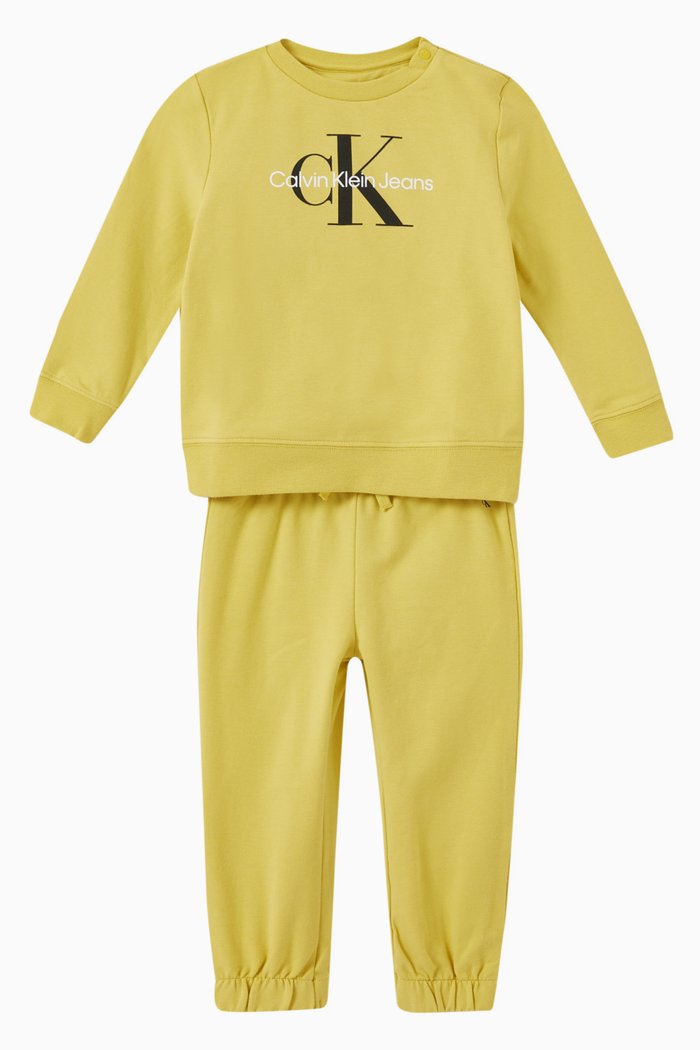 Logo Tracksuit Set in Cotton, Yellow