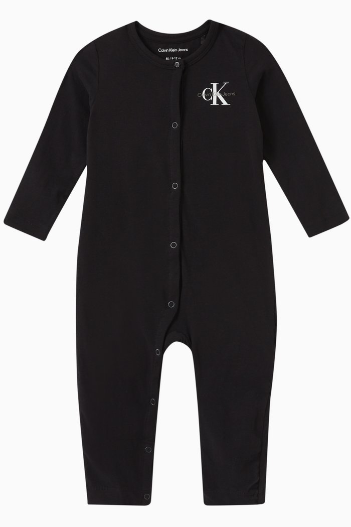 

Mini Logo Sleepsuit in Cotton, Black