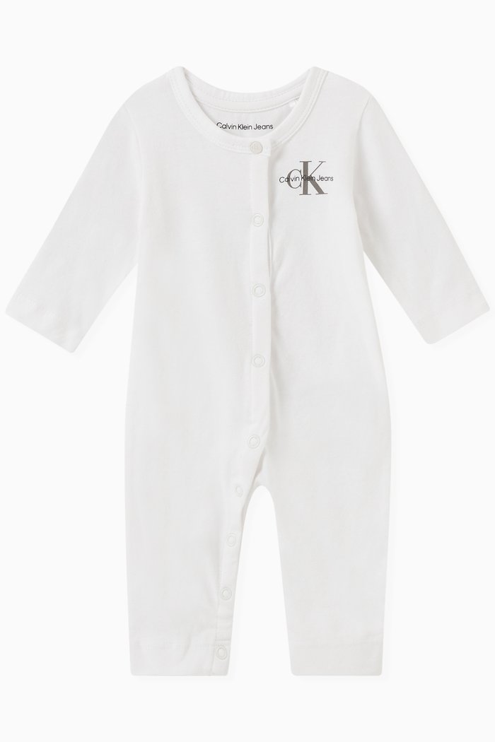 

Logo Pyjama Romper in Cotton, White